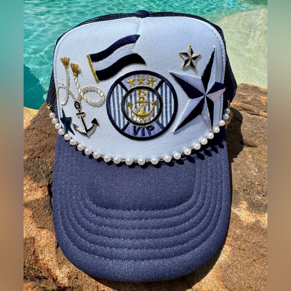 New! Nautical Sailboat Themed Trucker Hat